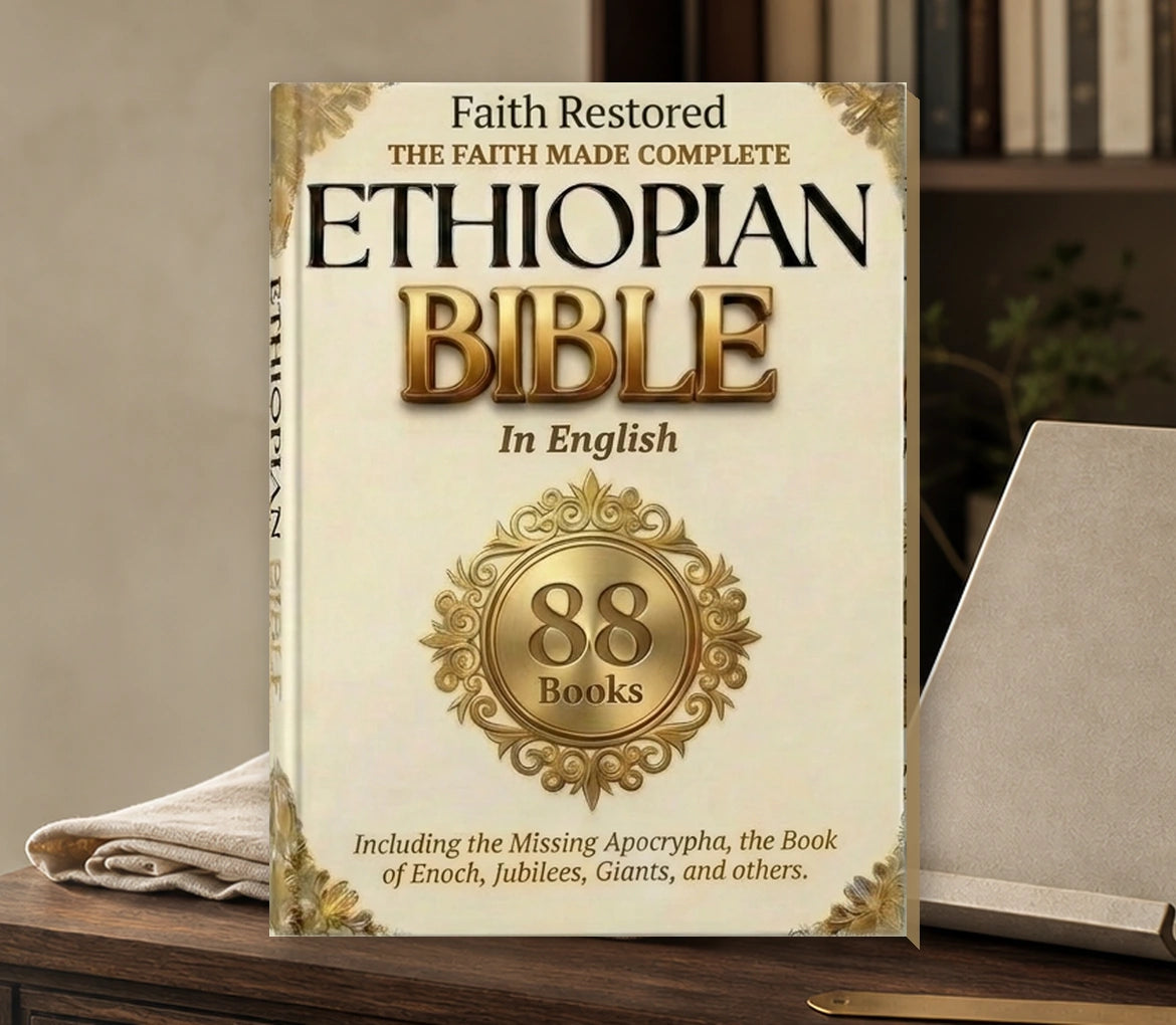 Faith Restored Ethiopian Bible on a quiet study desk - mobile hero